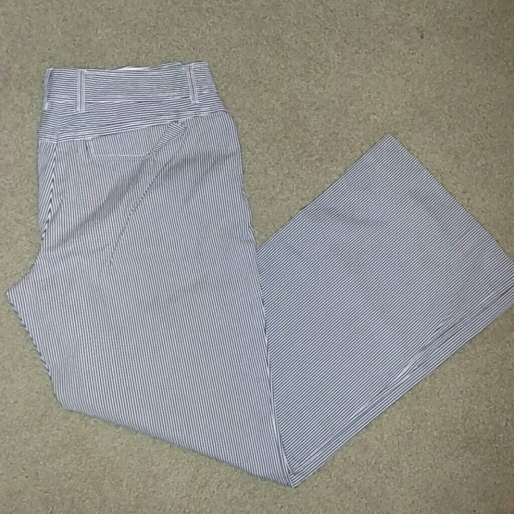 J. Crew Blue and White Striped Wide Leg Pants